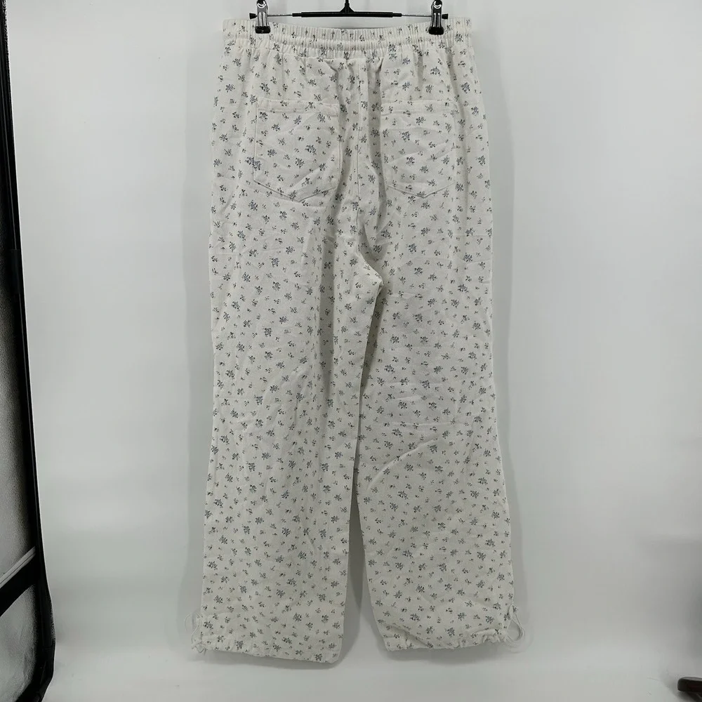Loveriche New In Women M Floral Parachute Pants Wide Leg Drawstring Hem Boho NWT